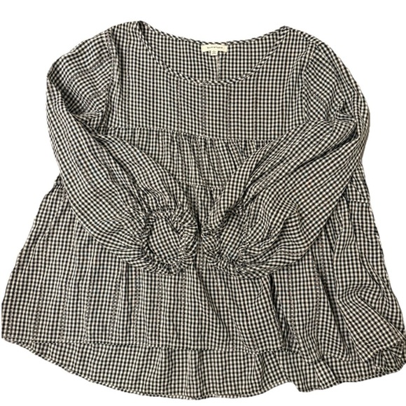 Max Studio Gingham Black and White Blouse Size Large – Tiered, Lightweight, Boho - Picture 6 of 14